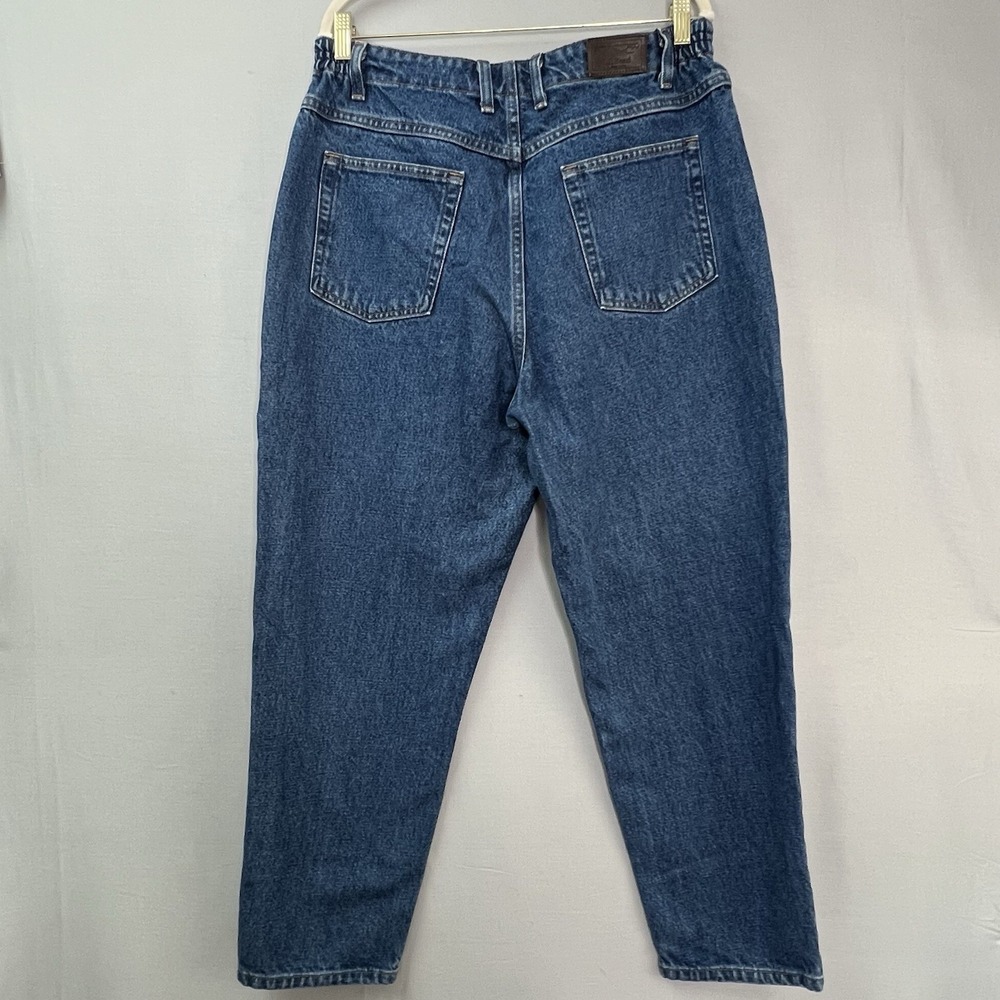 Vintage LL Bean Traveler Jeans Womens Petite 16 Blue Denim Comfort Waist Tapered - Picture 2 of 12